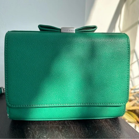 Charles & Keith - Pebbled Leather Sling Bag in Green with detachable straps. - Picture 4 of 15